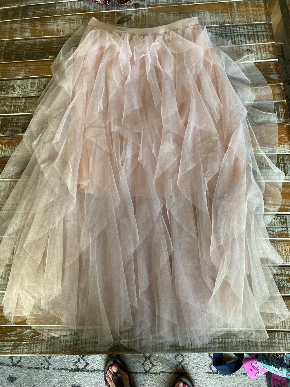 Cupshe Blush Pink Layered Tulle Midi Skirt